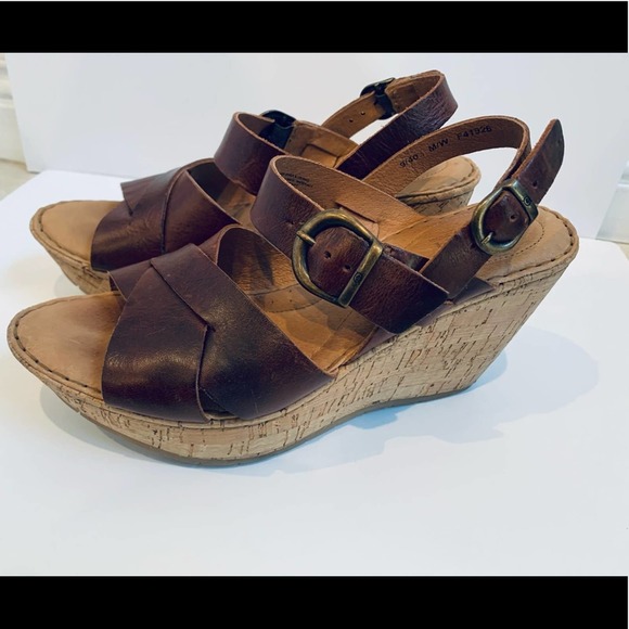 Boc Born Platform Wedges Leather Brown 